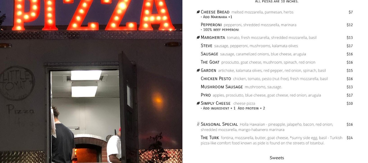 Little Tomato Pizza Menu